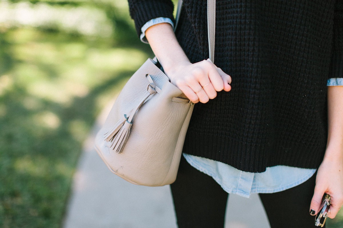 Grey bucket bag