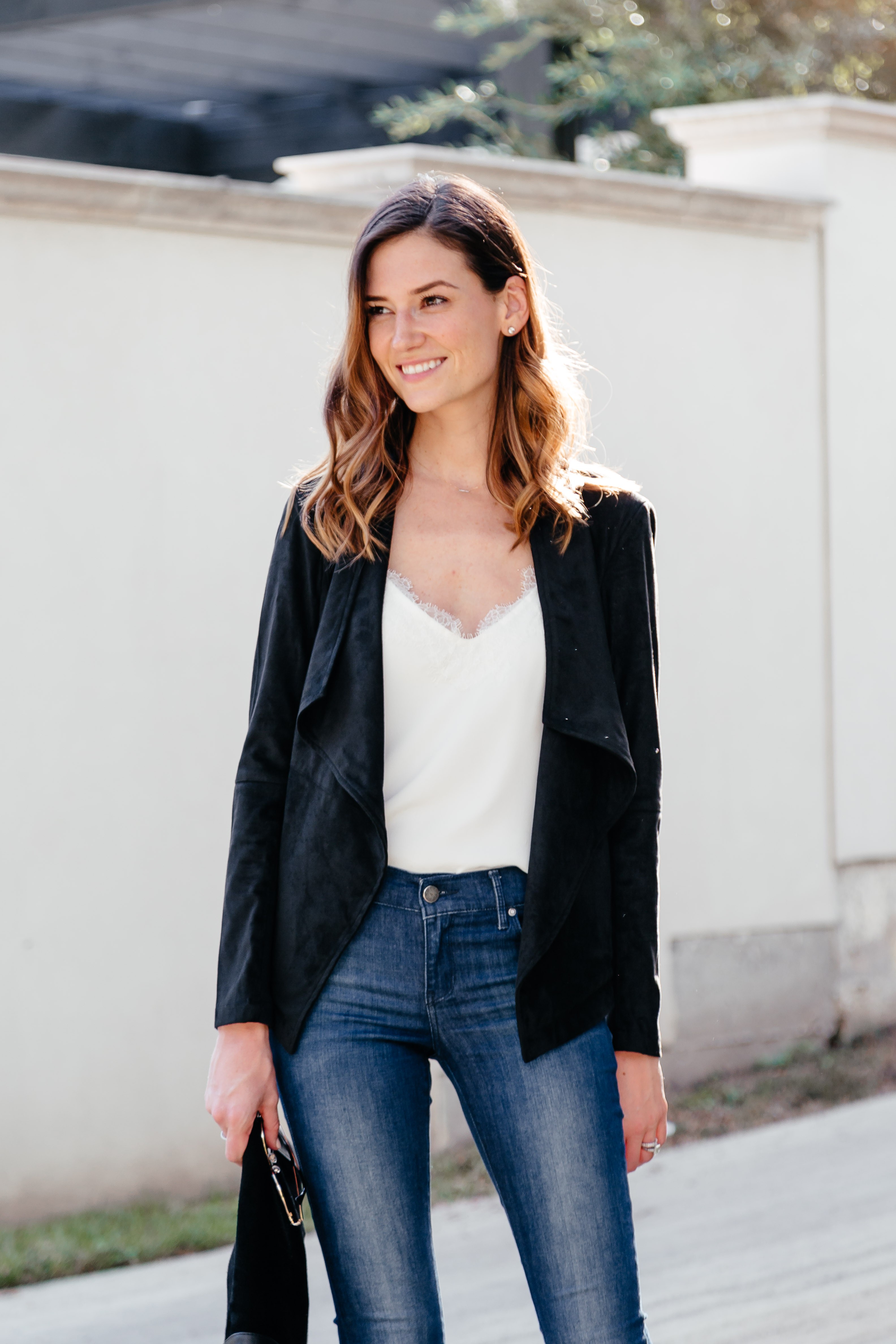 Suede Drape Jacket Being Bridget