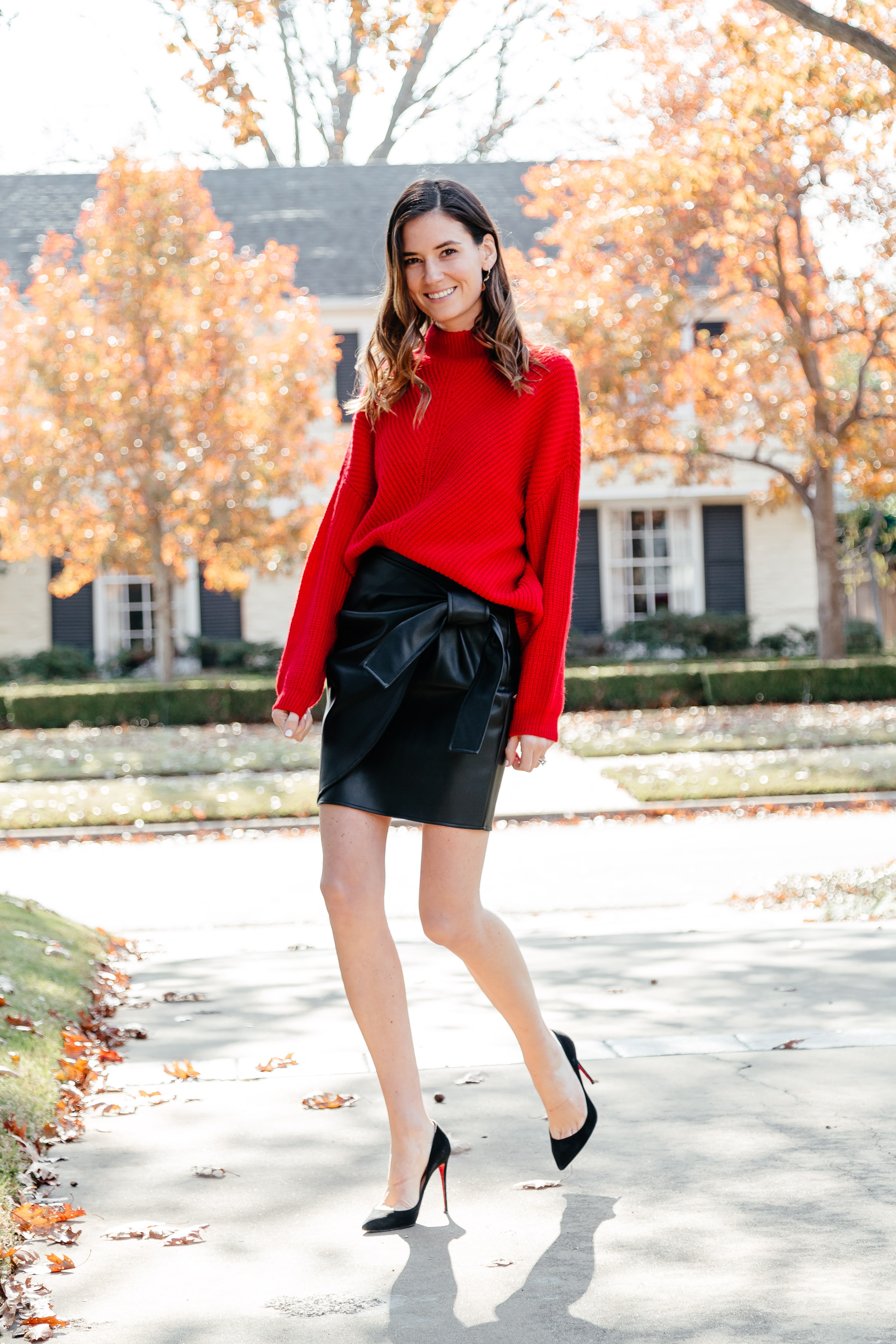 Express red sales leather skirt